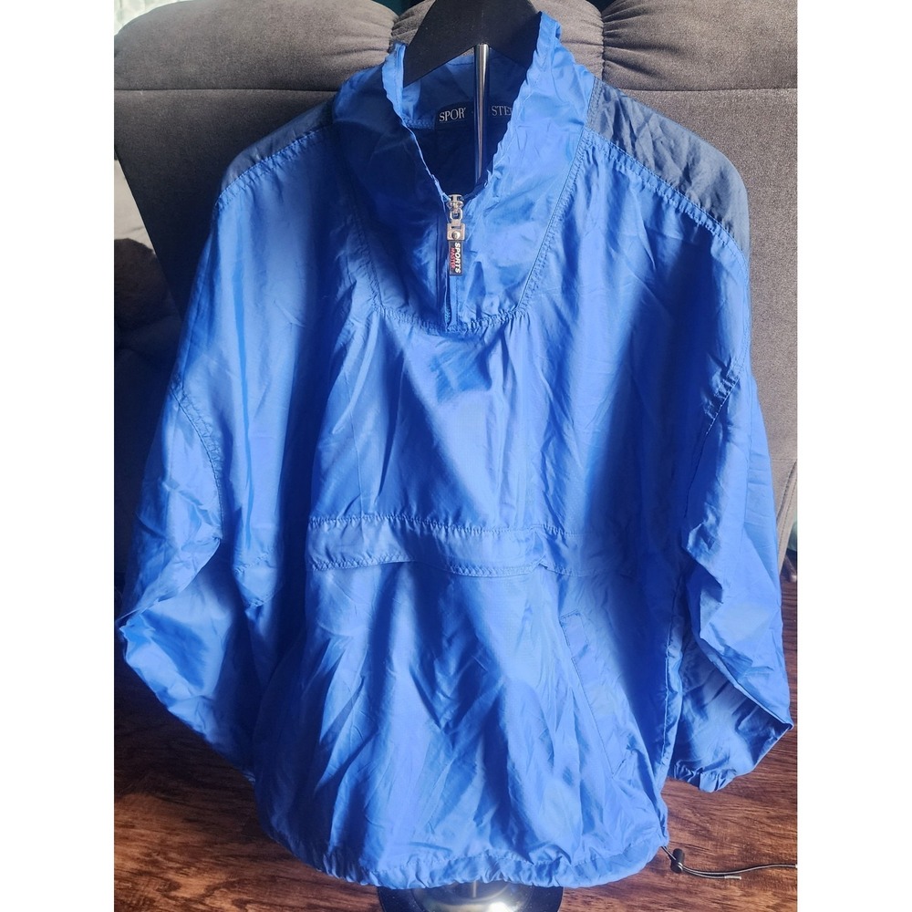 Vintage Sportsmaster Blue Large Zip Pullover Windbreaker L Jacket Pockets